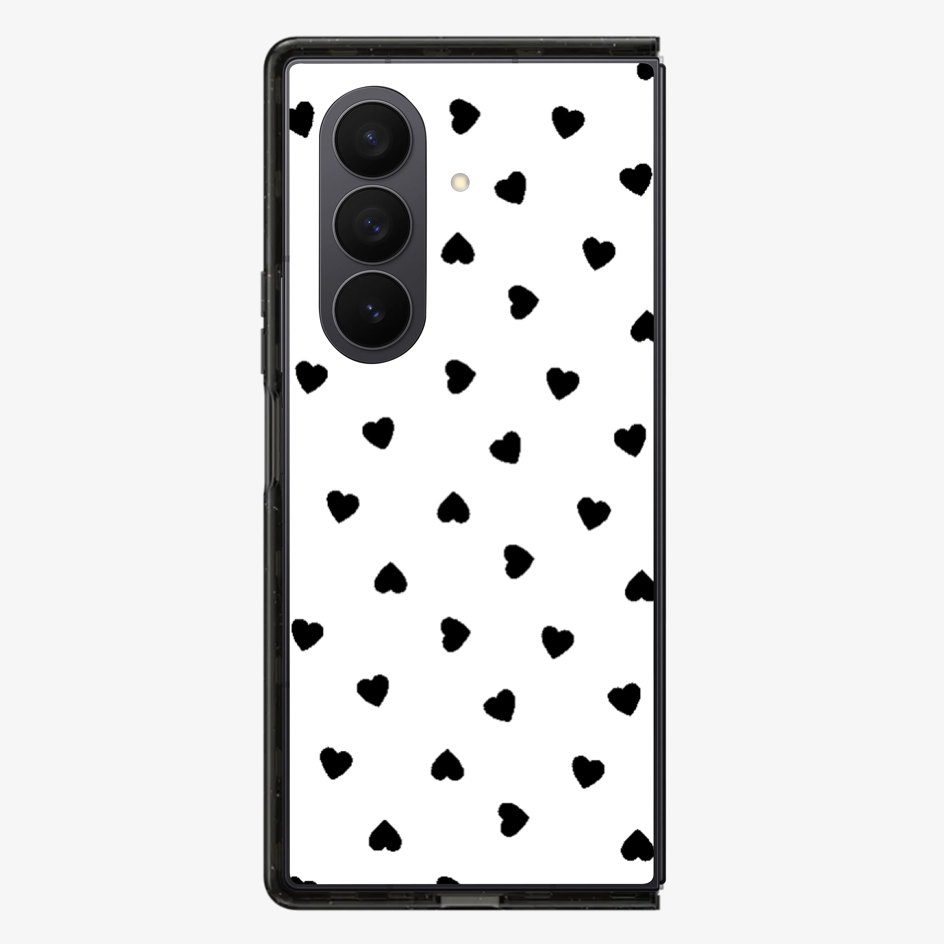 Black Heart's White Background Samsung Z Fold Phone Case - Image 2