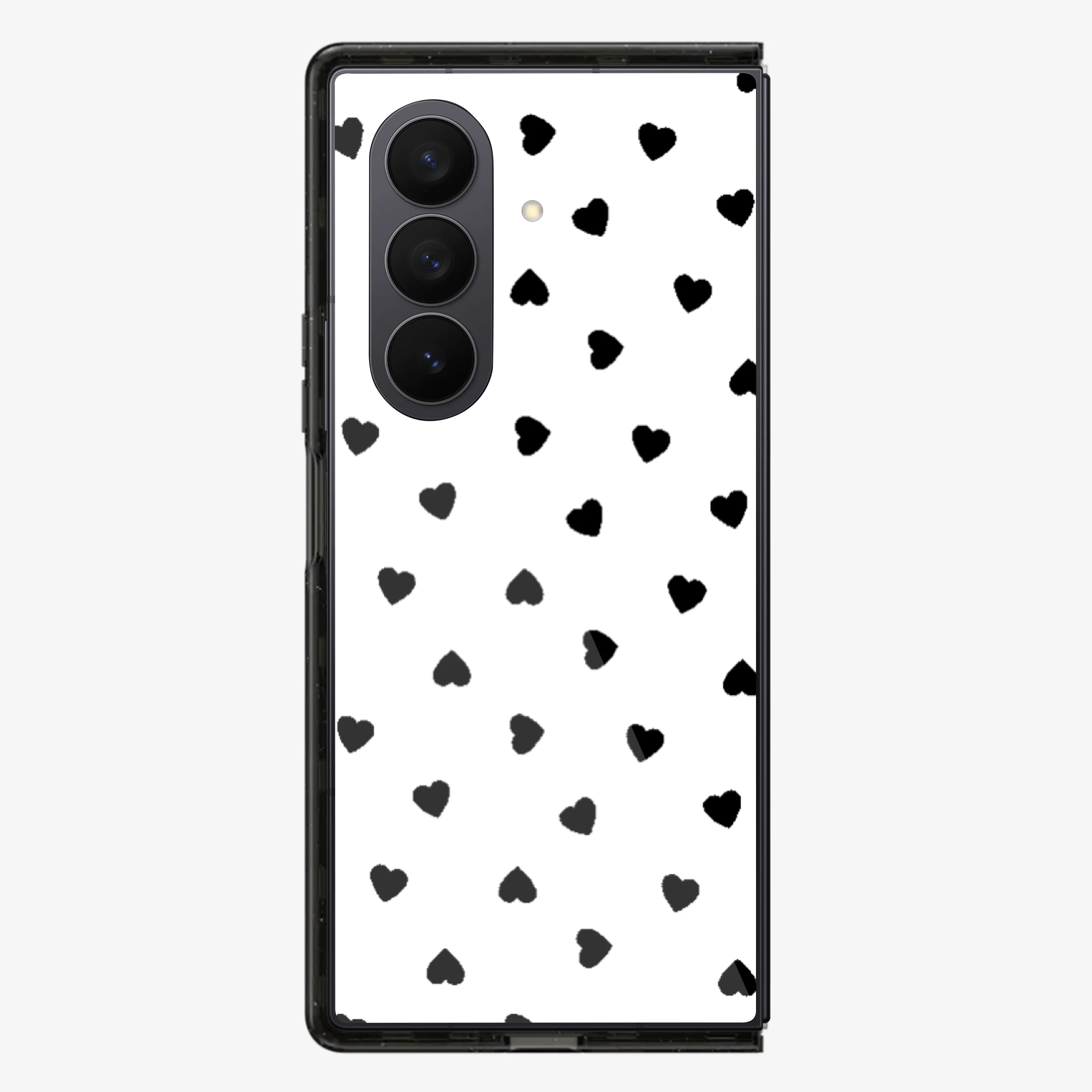 Black Heart's White Background Samsung Z Fold Phone Case - Image 3
