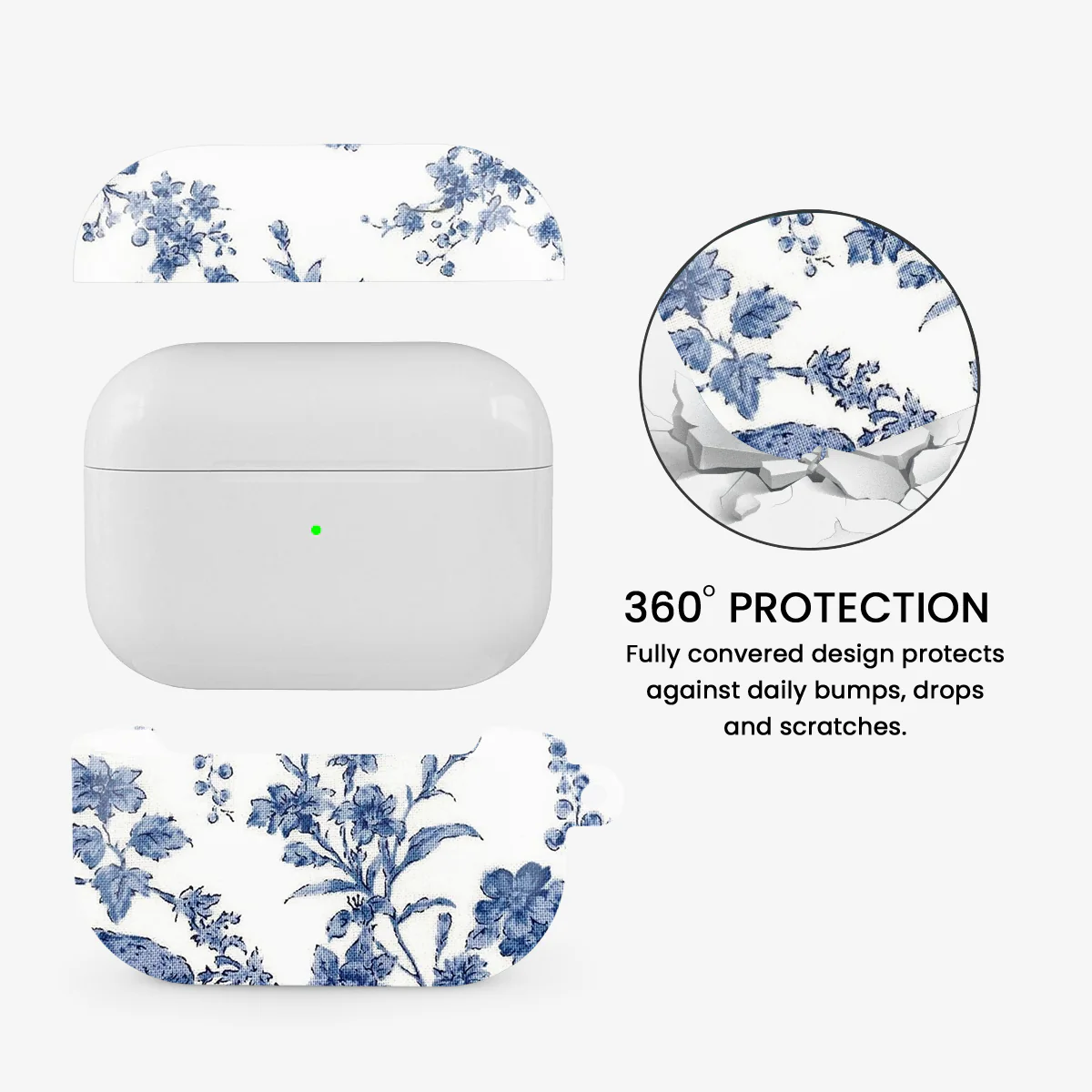 Blue Flowers Airpods Case - Image 2