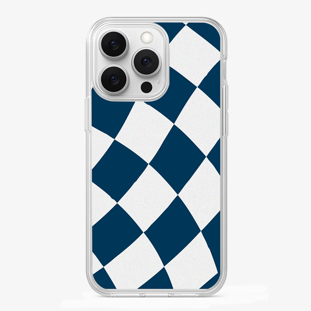 Blue & White Checkered Phone Case - Image 2