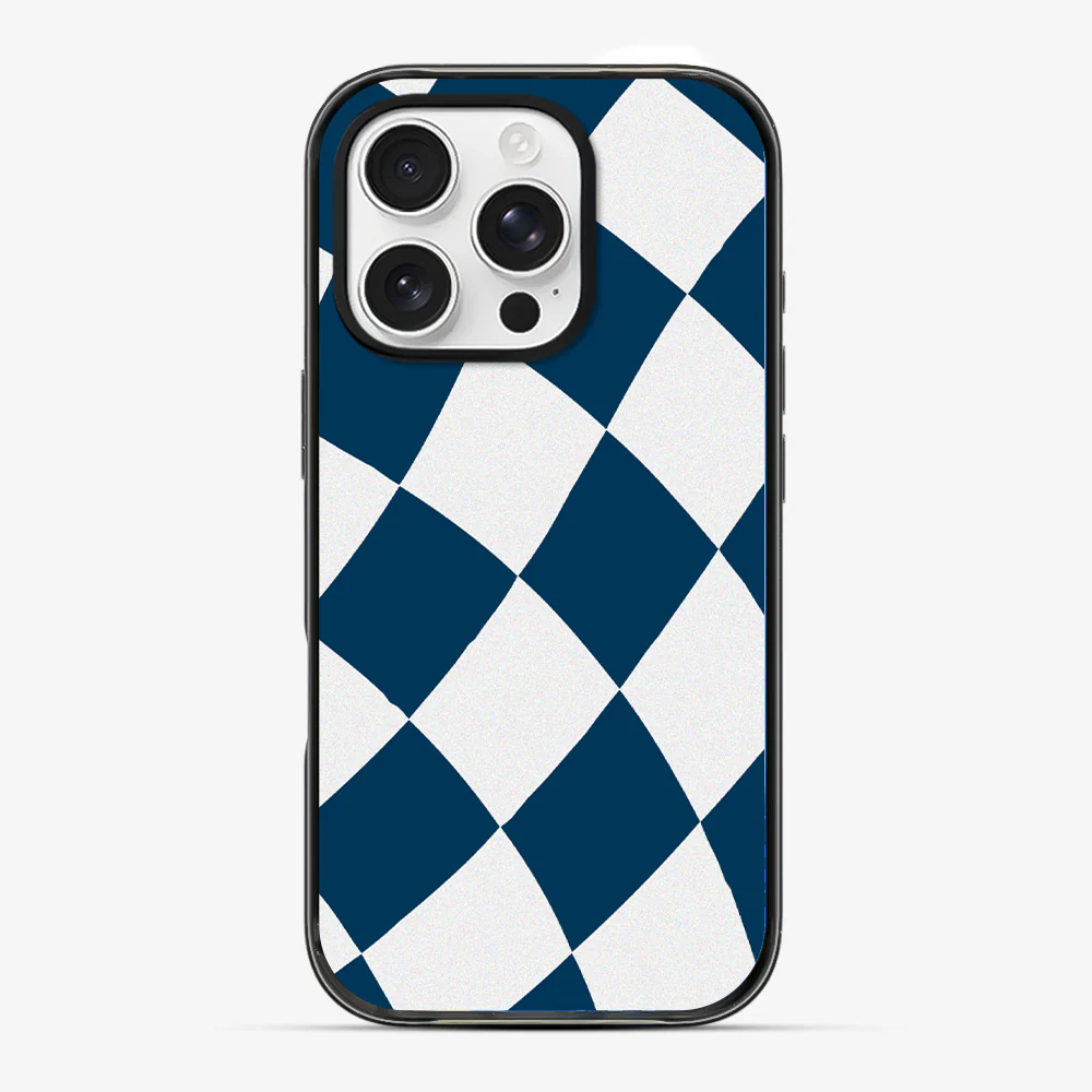Blue & White Checkered Phone Case - Image 3