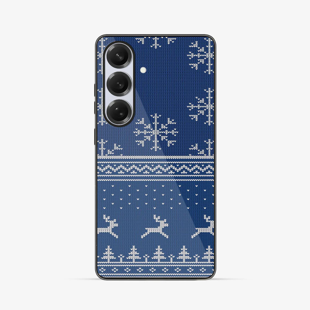 Christmas Navy Snowflake Samsung Phone Case - Image 3