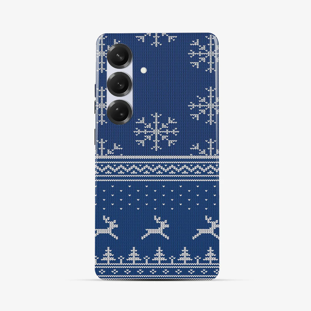 Christmas Navy Snowflake Samsung Phone Case - Image 4