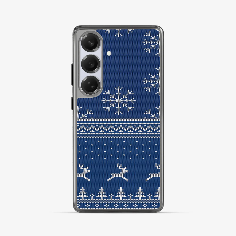 Christmas Navy Snowflake Samsung Phone Case - Image 5