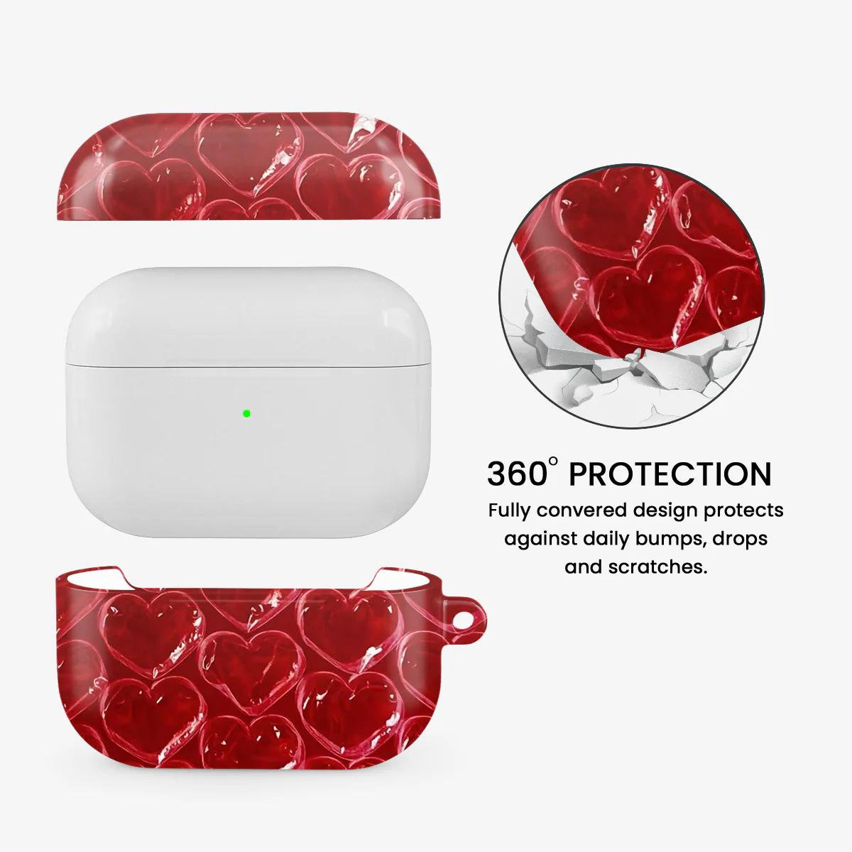 Pop Red Heart Airpods Case - Image 2
