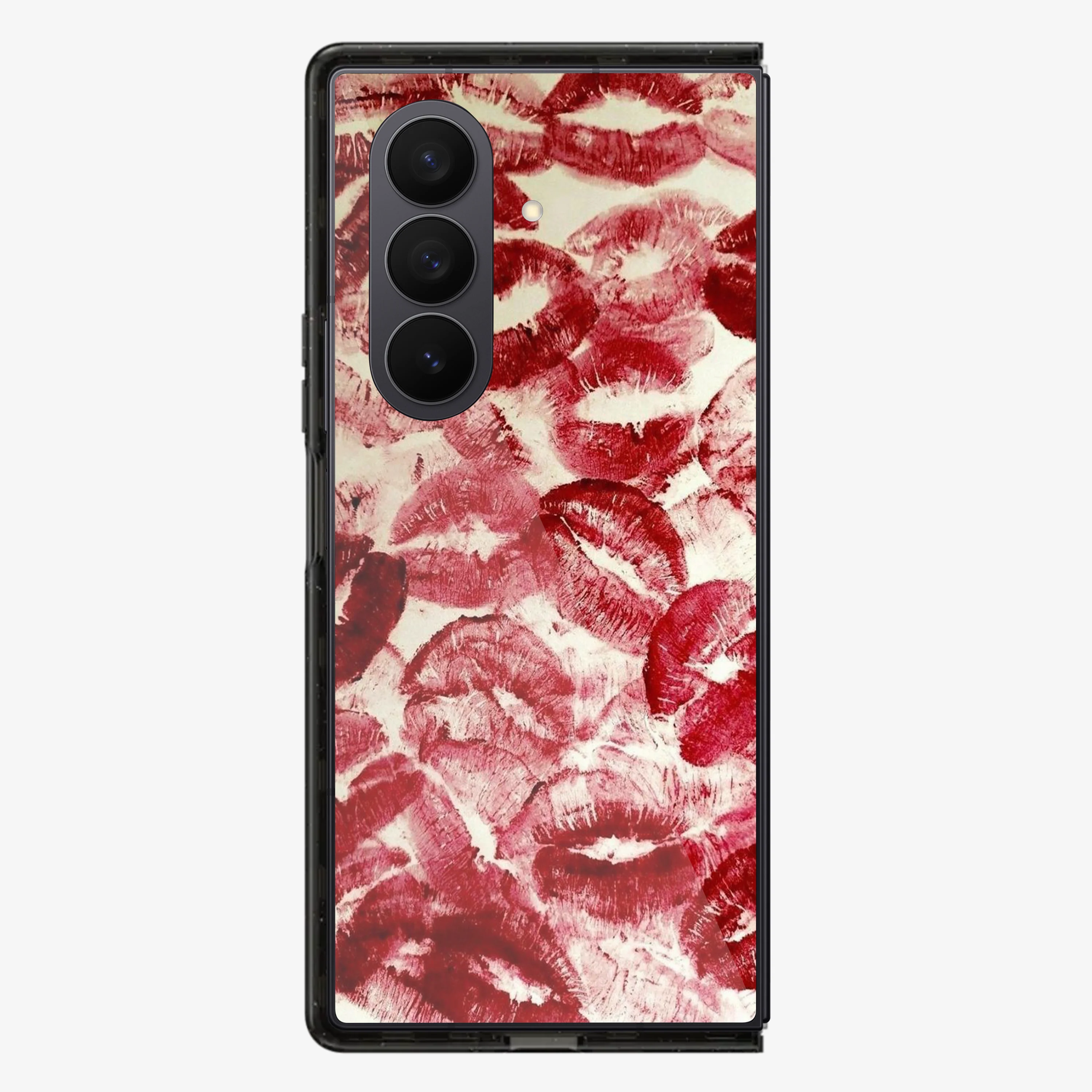 Red Lips Pattern Samsung Z Fold Phone Case - Image 3