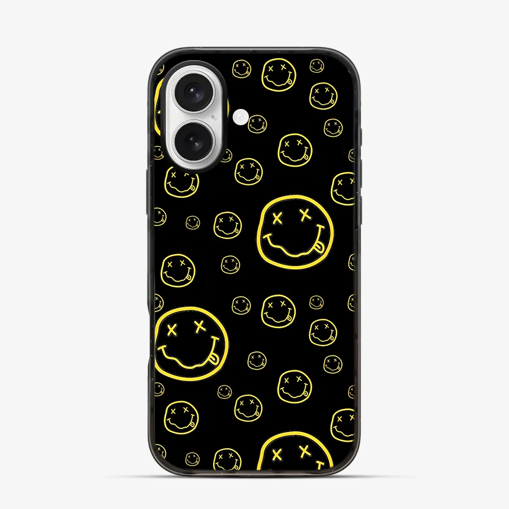 Smiley Black iPhone 16 Case - Image 3